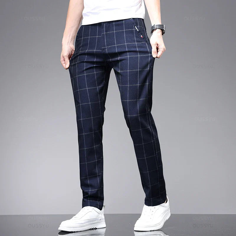 Calça Social Xadrez Masculina Bianchino BC224 - Elegância e estilo moderno com padrão xadrez clássico.