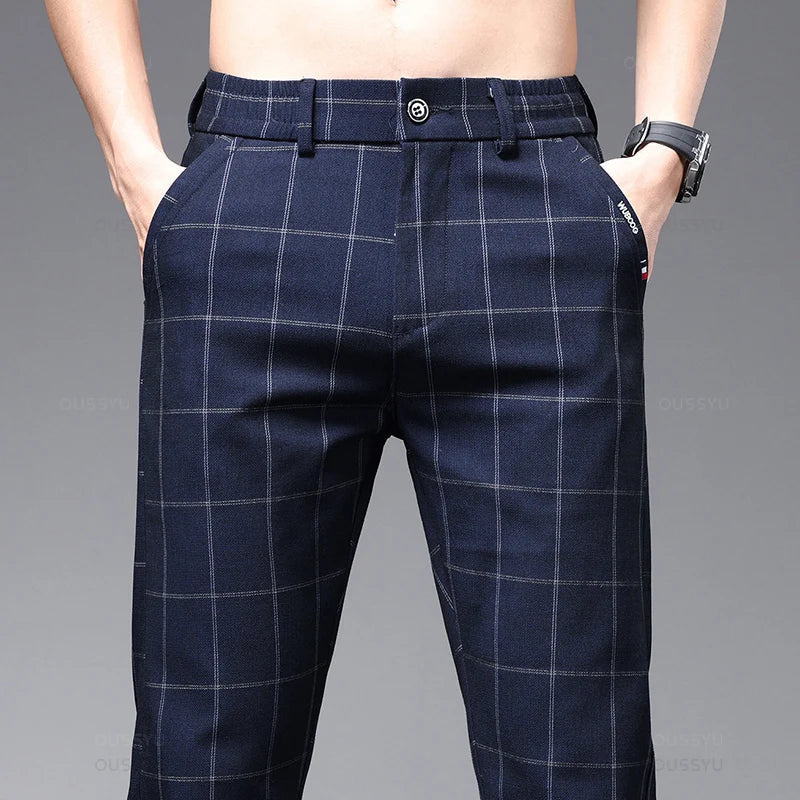 Calça Social Xadrez Masculina Bianchino BC224 - Elegância e estilo moderno com padrão xadrez clássico.