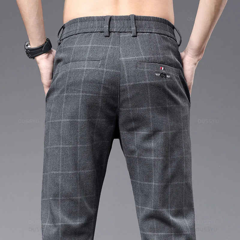 Calça Social Xadrez Masculina Bianchino BC224 - Elegância e estilo moderno com padrão xadrez clássico.