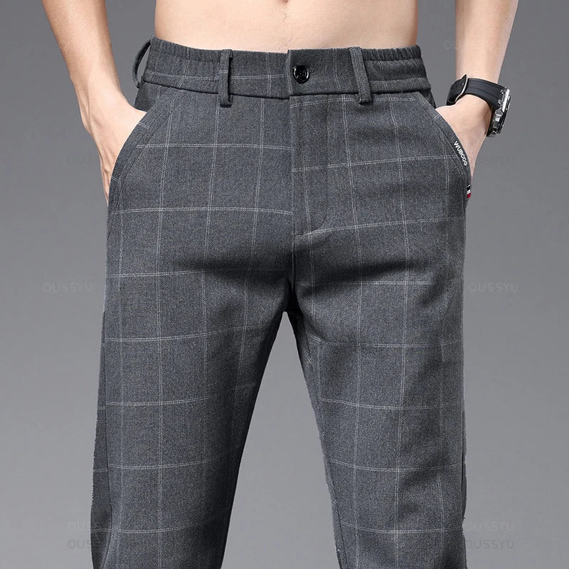 Calça Social Xadrez Masculina Bianchino BC224 - Elegância e estilo moderno com padrão xadrez clássico.