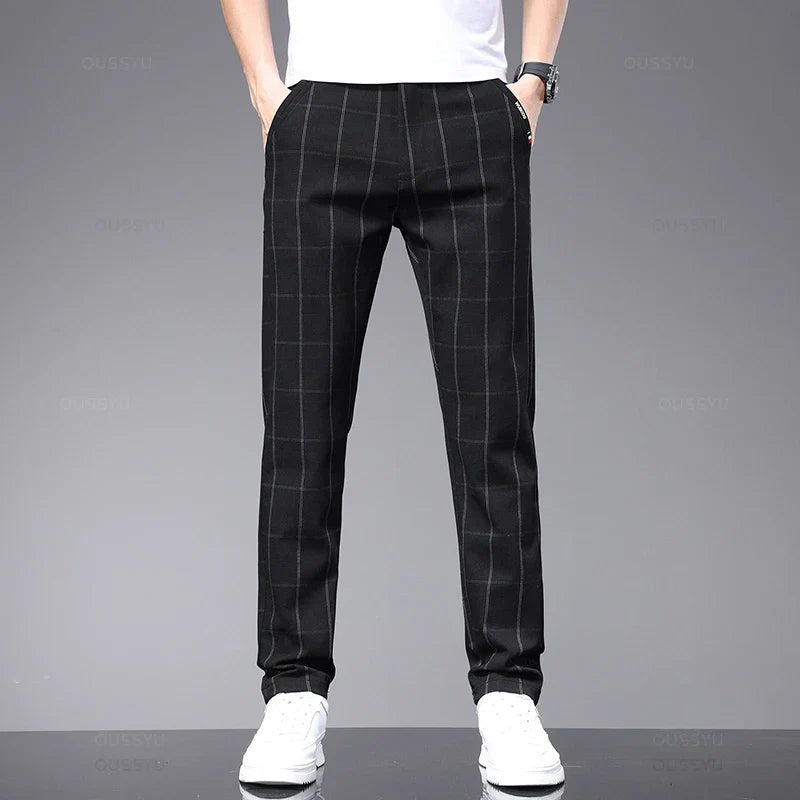 Calça Social Xadrez Masculina Bianchino BC224 - Elegância e estilo moderno com padrão xadrez clássico.