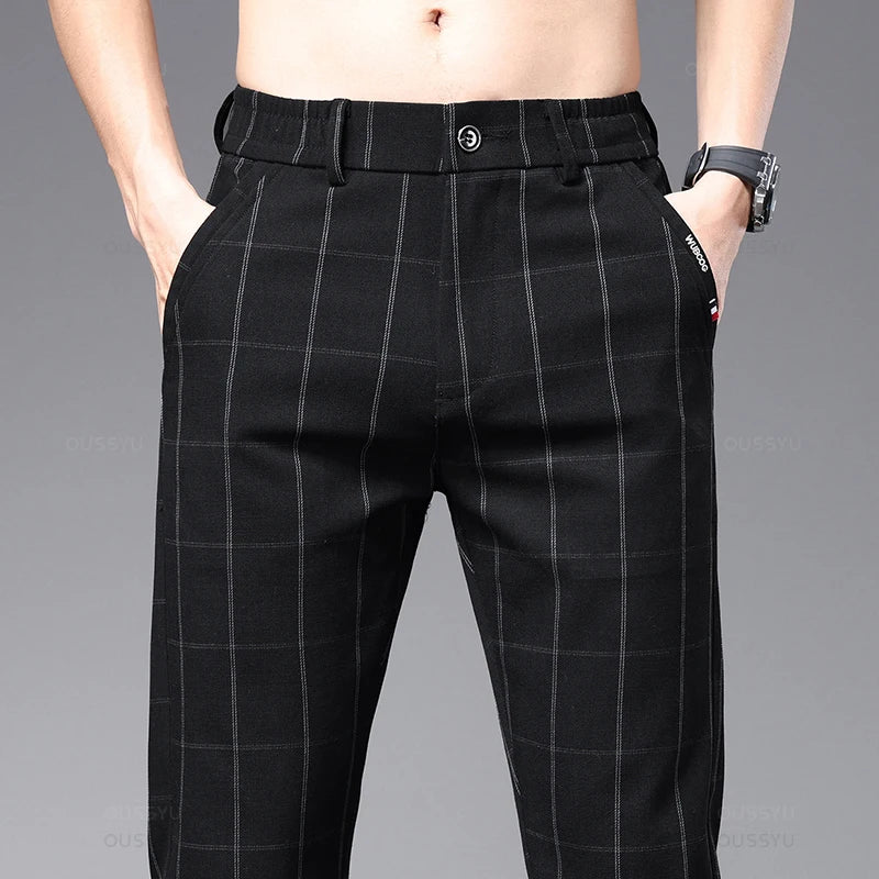 Calça Social Xadrez Masculina Bianchino BC224 - Elegância e estilo moderno com padrão xadrez clássico.