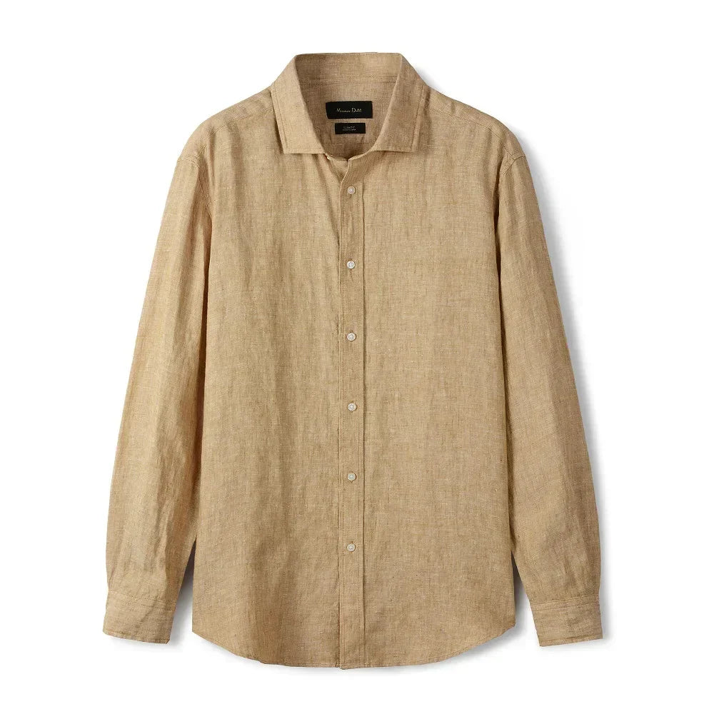 Camisa de Linho Lisa Masculina Bianchino BC347 - Linho Premium com Caimento Elegante e Frescor Ideal para Qualquer Ocasião.