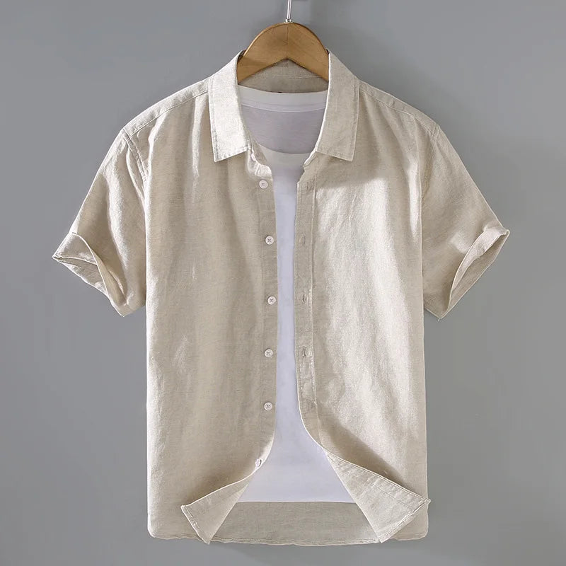 Camisa de Linho Masculina Bianchino BC004 - Modelagem Sofisticada, Linho Nobre e Versatilidade para Composições Casuais e Formais.