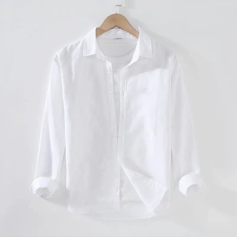 Camisa de Linho Masculina Bianchino BC005 - Design Clássico em Linho Premium, Ideal para Eventos Sociais e Looks Casuais com Elegância e Conforto.