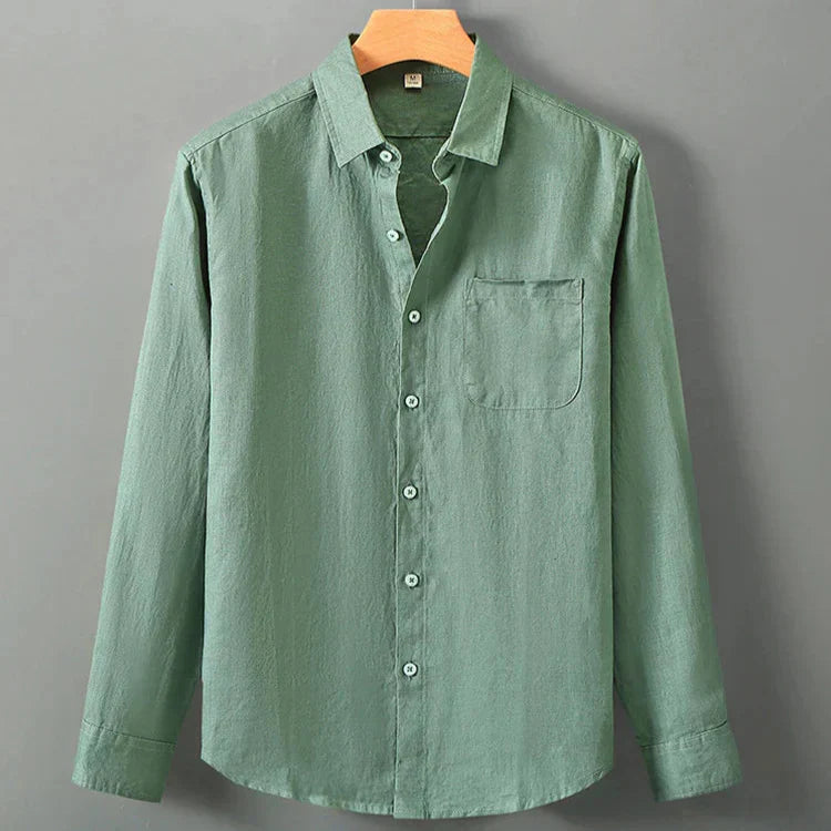 Camisa de Linho Masculina Bianchino BC001 - Tecido Nobre, Modelagem Clássica e Estilo Versátil para Eventos Formais e Ocasiões Elegantes.
