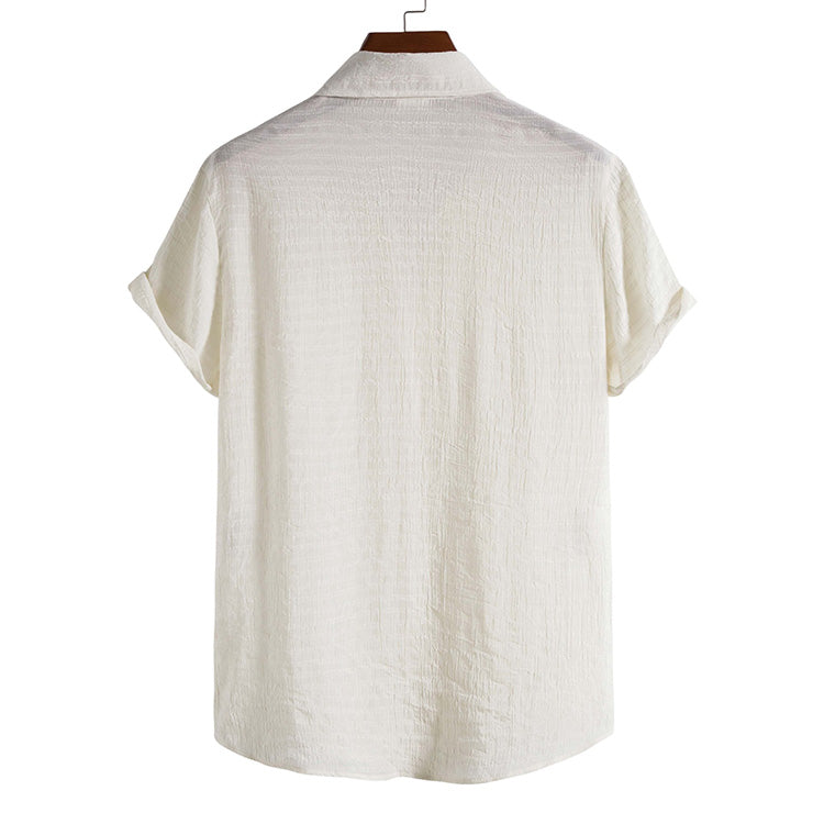 Camisa Manga Curta em Linho Bianchino BC324 - Estilo Minimalista e Conforto, Ideal para Climas Quentes e Momentos Casuais.