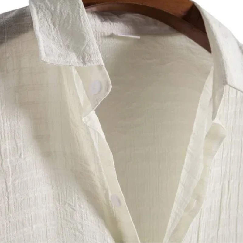 Camisa Manga Curta em Linho Bianchino BC324 - Estilo Minimalista e Conforto, Ideal para Climas Quentes e Momentos Casuais.