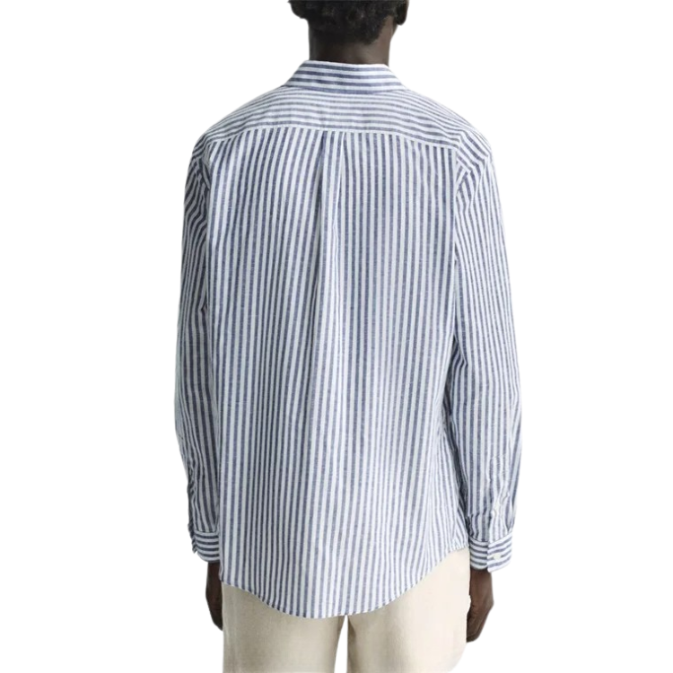 Camisa Masculina em Linho Listrada Bianchino BC358 - Design Moderno em Linho Premium para Conforto e Elegância.