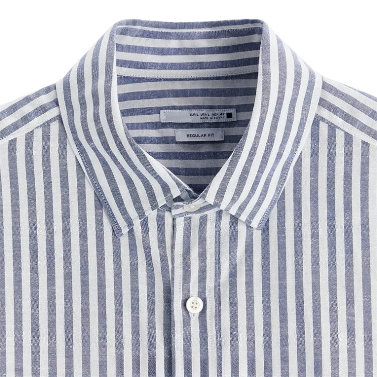 Camisa Masculina em Linho Listrada Bianchino BC358 - Design Moderno em Linho Premium para Conforto e Elegância.
