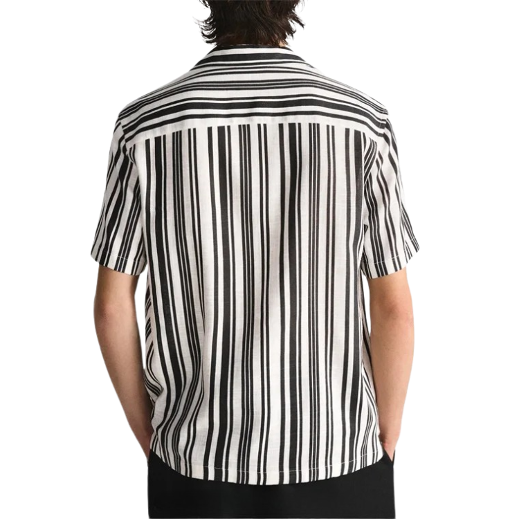 Camisa Masculina em Linho Listrada Bianchino BC359 - Estampa Moderna e Conforto Respiráveis para Estilo Casual e Sofisticado.