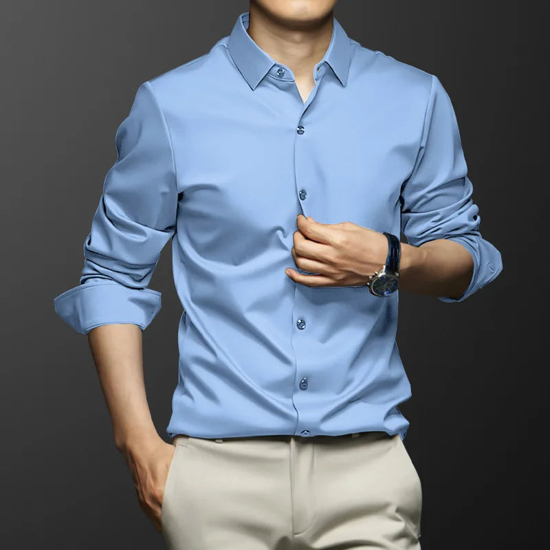 Camisa Social Masculina Bianchino BC422 - Estilo Slim Fit Elegante com Tecnologia Anti-amasso.
