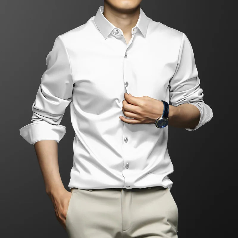Camisa Social Masculina Bianchino BC422 - Estilo Slim Fit Elegante com Tecnologia Anti-amasso.