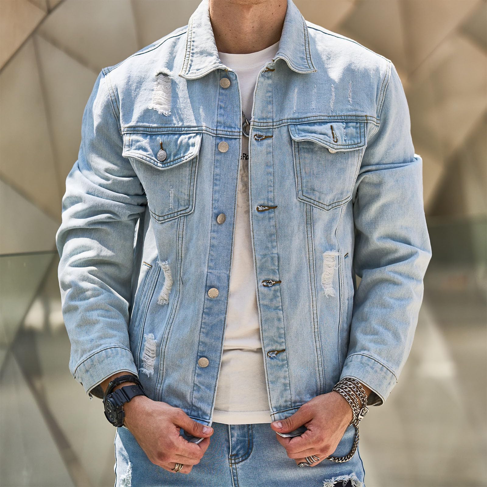Jaqueta Jeans Masculina Bianchino BC158 - Design moderno e jeans premium com caimento ajustado. Estilo versátil para looks urbanos e casuais.