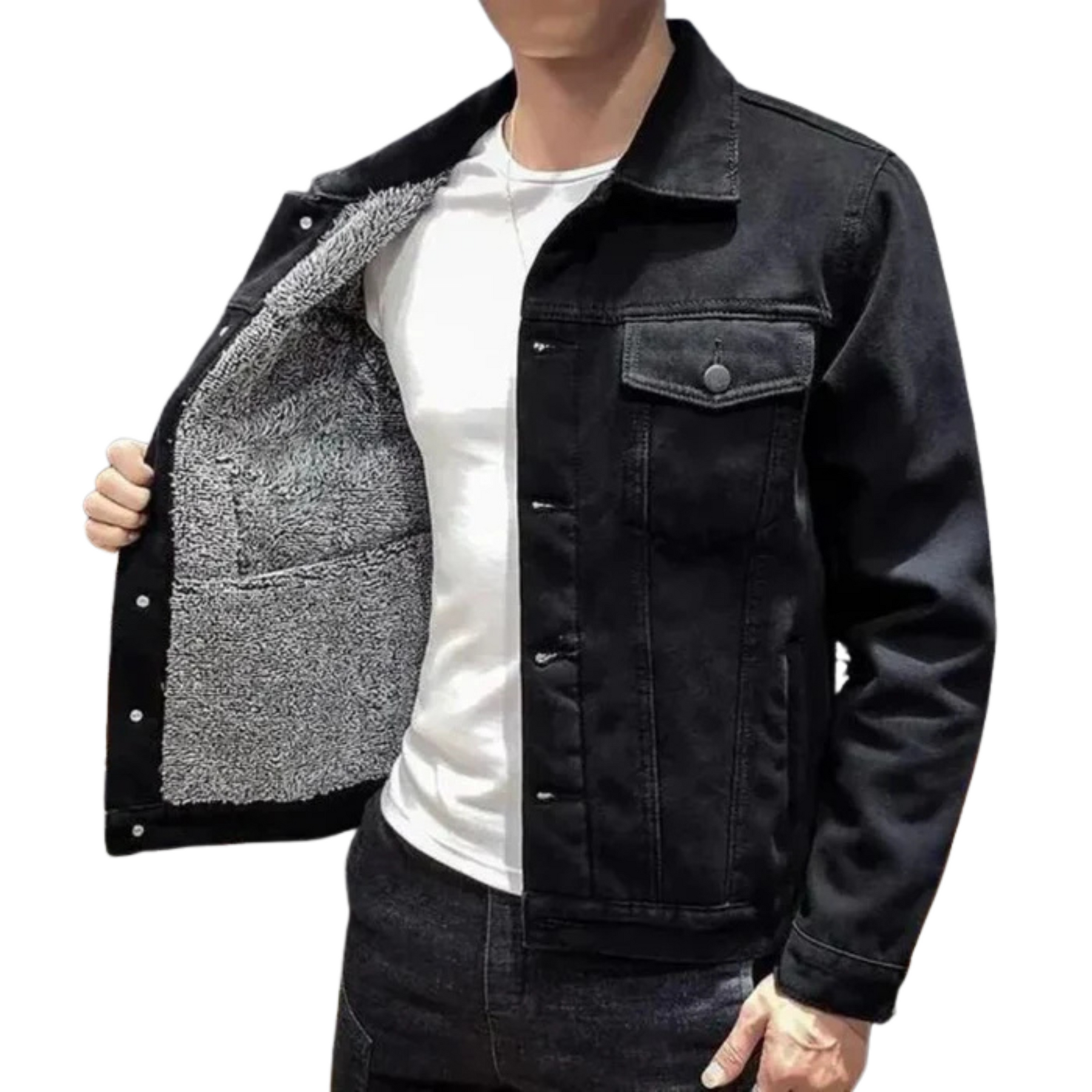 Jaqueta Jeans Masculina Bianchino BC133 - Design sofisticado em jeans premium com isolamento térmico e caimento elegante.