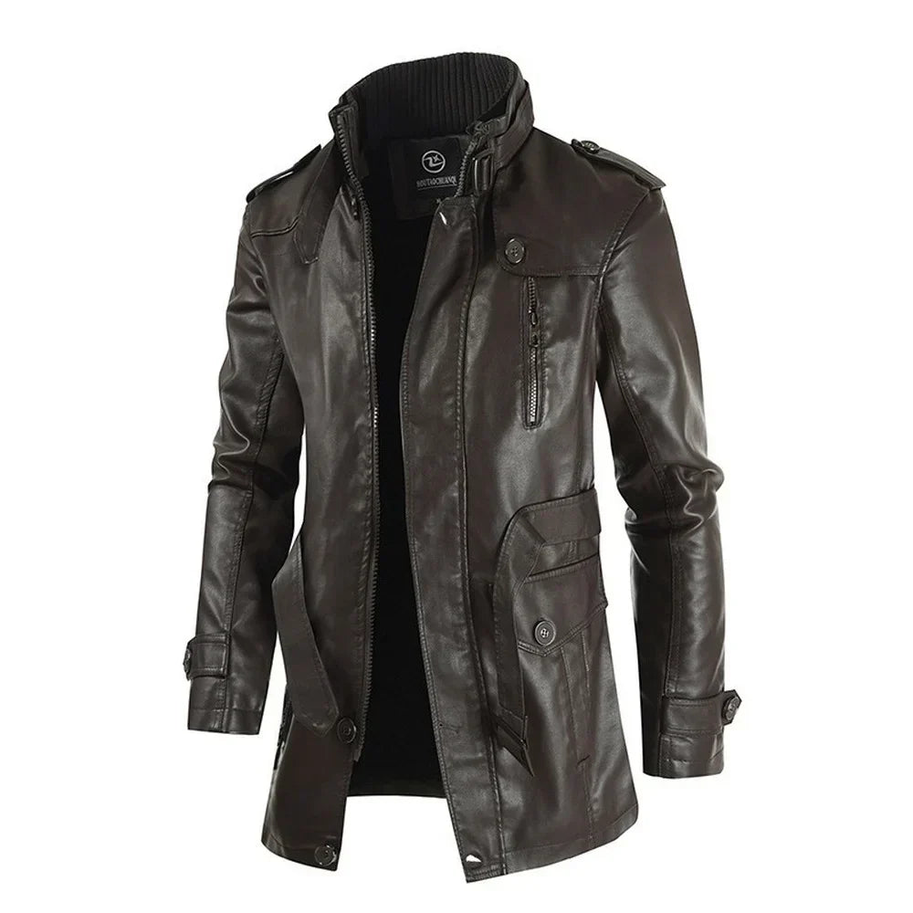 Jaqueta Masculina Bianchino BC165 - Estilo refinado com couro genuíno e poliéster de alta qualidade.