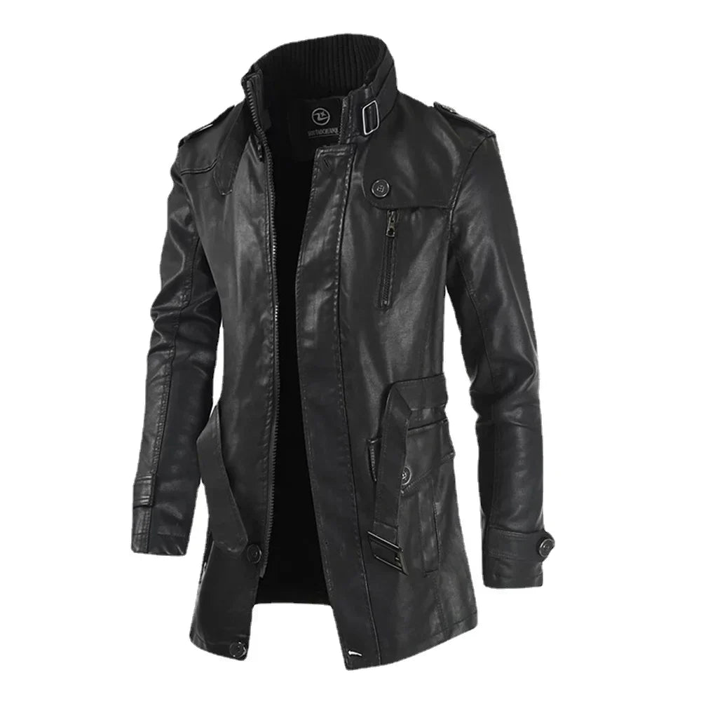 Jaqueta Masculina Bianchino BC165 - Estilo refinado com couro genuíno e poliéster de alta qualidade.