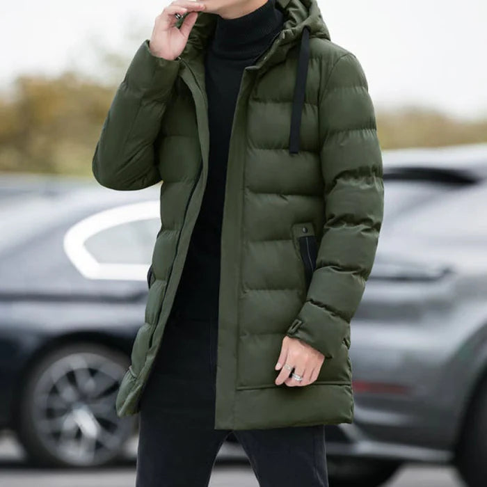 Jaqueta Puffer Masculina Alongada Bianchino BC076 - Isolamento térmico eficiente e design moderno para proteção completa nos dias frios.