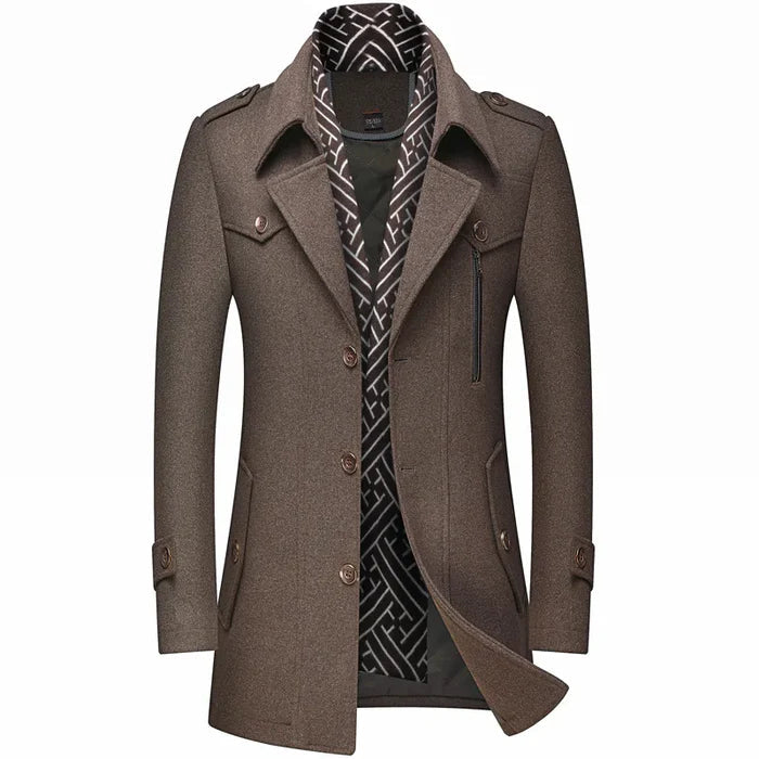 Sobretudo Masculino em Cetim Bianchino BC220 - Elegância sofisticada com cetim e lã batida.