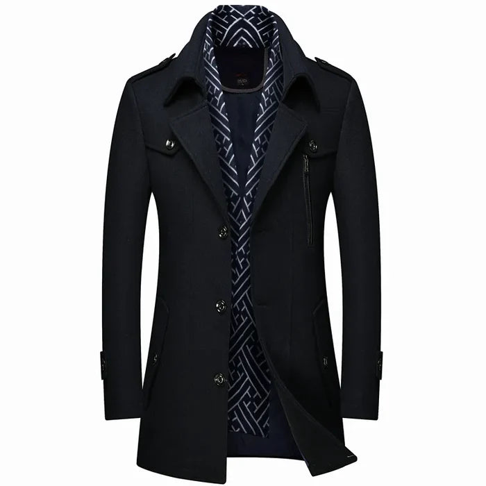 Sobretudo Masculino em Cetim Bianchino BC220 - Elegância sofisticada com cetim e lã batida.