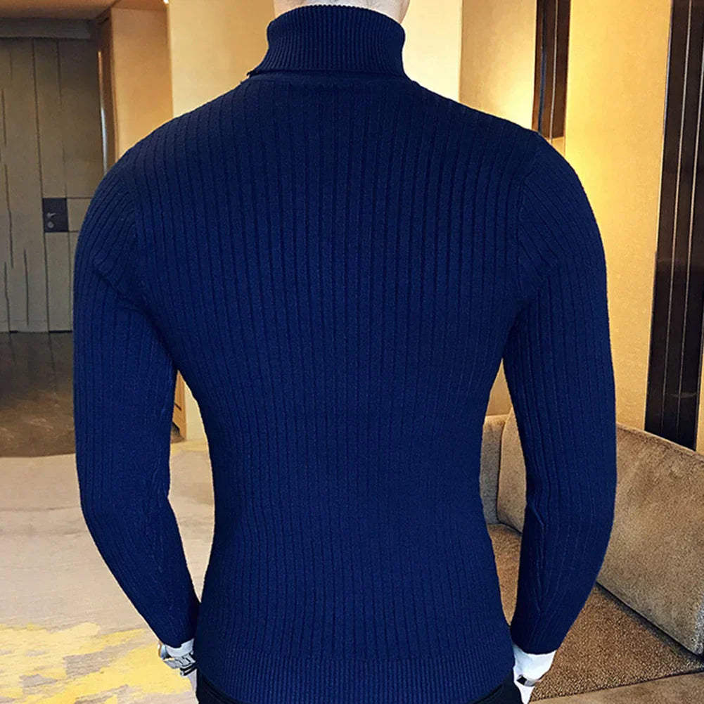 Suéter Masculino Pullover de Gola Alta Bianchino BC177 - Slim Fit com Tecido Premium e Gola Alta Sofisticada para Elegância e Conforto em Dias Frios.