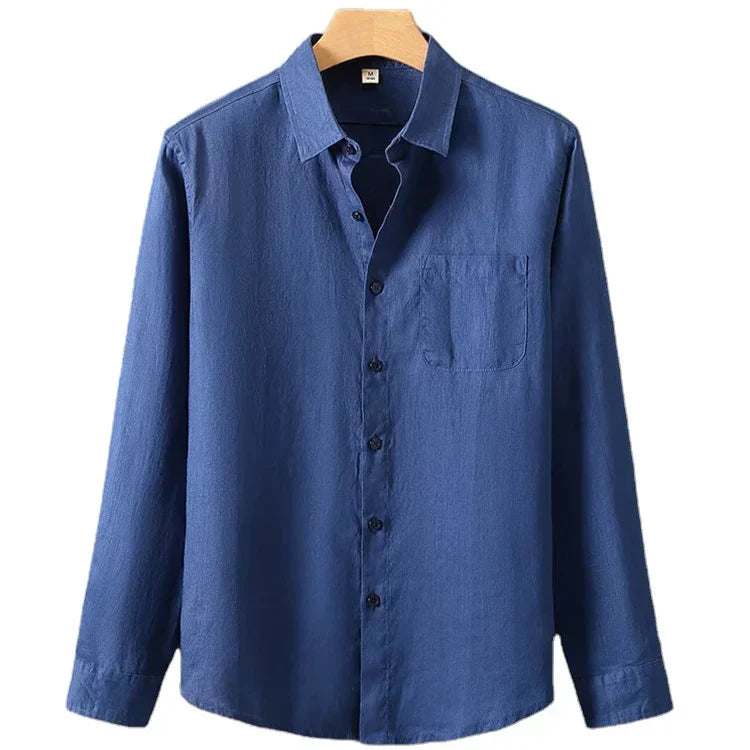 Camisa de Linho Masculina Bianchino BC001 - Tecido Nobre, Modelagem Clássica e Estilo Versátil para Eventos Formais e Ocasiões Elegantes.