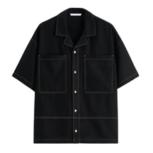 Camisa Masculina com Contraste em Linho Bianchino BC361 - Design Moderno e Sofisticado com Detalhes Contrastantes.
