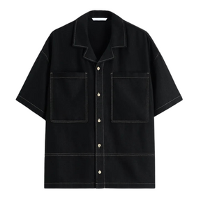 Camisa Masculina com Contraste em Linho Bianchino BC361 - Design Moderno e Sofisticado com Detalhes Contrastantes.