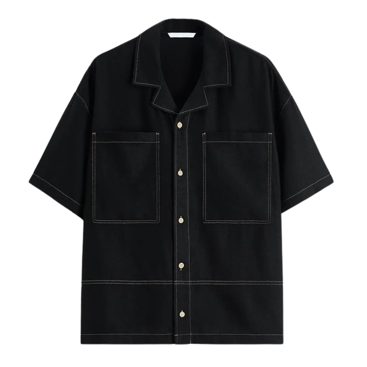 Camisa Masculina com Contraste em Linho Bianchino BC361 - Design Moderno e Sofisticado com Detalhes Contrastantes.