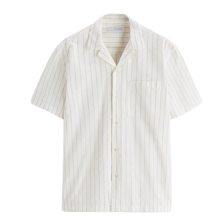 Camisa Masculina em Linho Listrada Bianchino BC359 - Estampa Moderna e Conforto Respiráveis para Estilo Casual e Sofisticado.