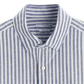 Camisa Masculina em Linho Listrada Bianchino BC358 - Design Moderno em Linho Premium para Conforto e Elegância.