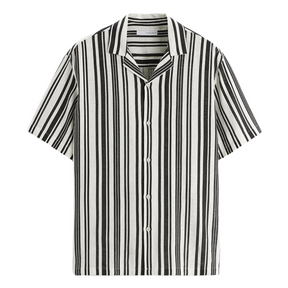 Camisa Masculina em Linho Listrada Bianchino BC359 - Estampa Moderna e Conforto Respiráveis para Estilo Casual e Sofisticado.