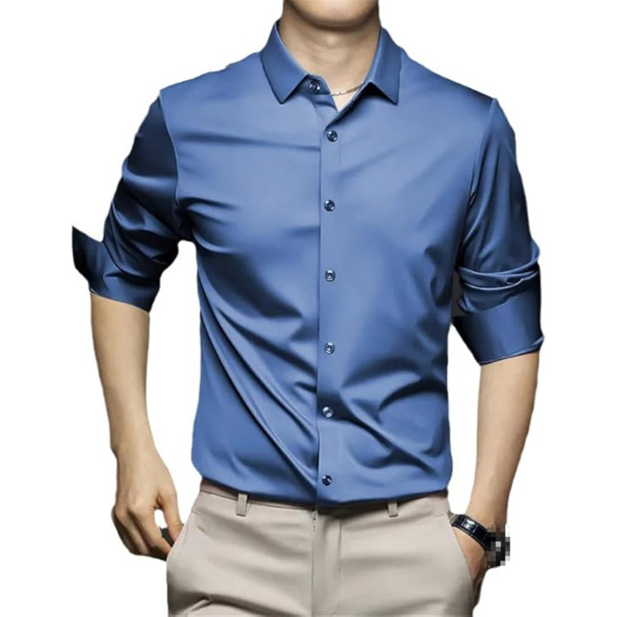 Camisa Social Masculina Bianchino BC422 - Estilo Slim Fit Elegante com Tecnologia Anti-amasso.