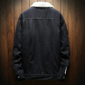 Jaqueta Jeans Masculina Forrada em Lã Bianchino BC097 - Azul escuro, preto e azul claro. Design clássico com forro de lã para aquecimento eficiente.