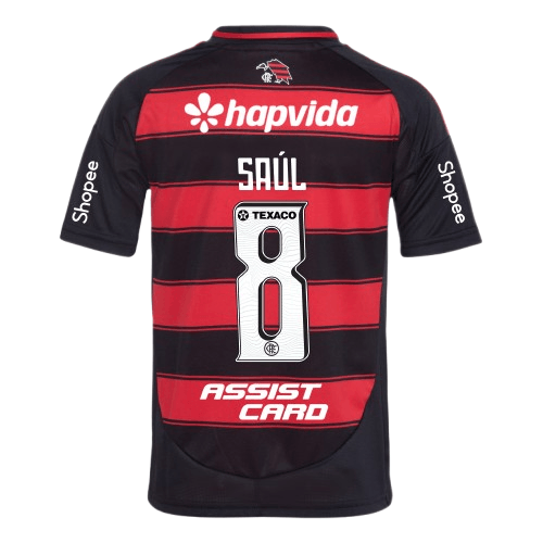 Manto Flamengo Infantil Jogo 1 Adidas 2025 – Com Kit Patrocínio – Saúl 8