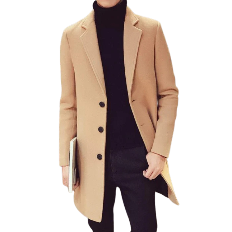 Sobretudo Masculino Bianchino BC231 - Design contemporâneo em lã batida e algodão.