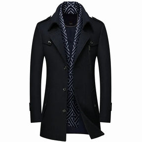 Sobretudo Masculino em Cetim Bianchino BC220 - Elegância sofisticada com cetim e lã batida.