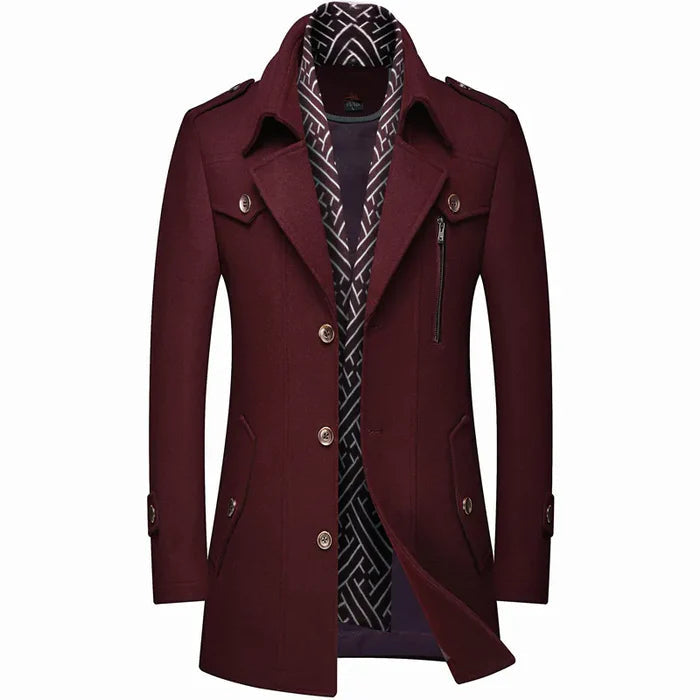 Sobretudo Masculino em Cetim Bianchino BC220 - Elegância sofisticada com cetim e lã batida.