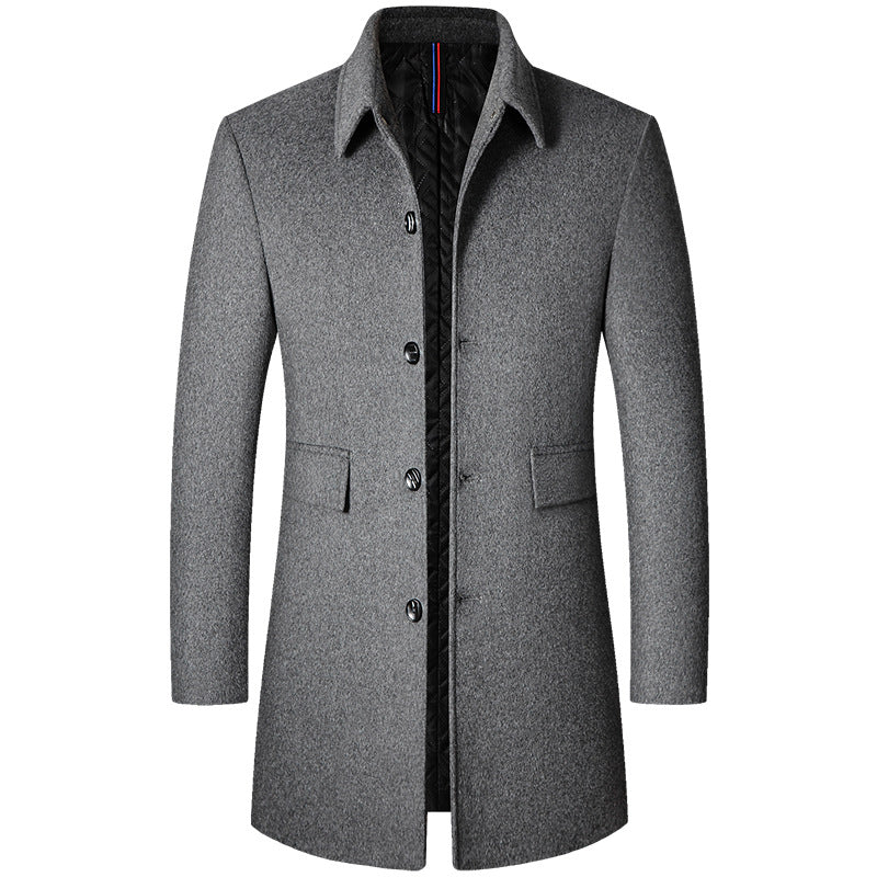 Sobretudo Masculino em Lã Bianchino BC238 - Gola polo, modelagem slim e forro acolchoado. Elegância e conforto para climas frios.