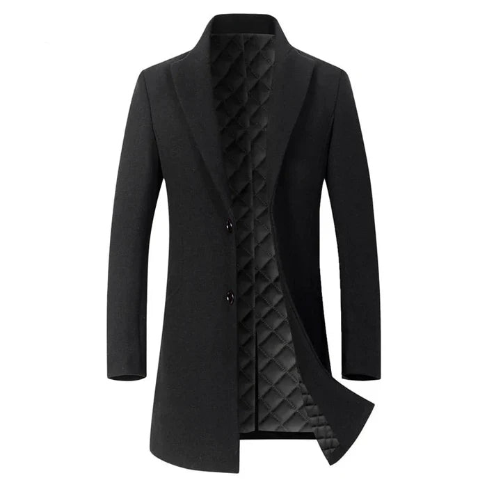 Sobretudo Masculino em Lã Bianchino BC239 - Design sofisticado com lã e algodão, forro acolchoado e fechamento em 2 botões para proteção e estilo impecável.