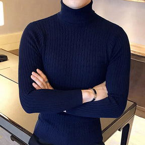 Suéter Masculino Pullover de Gola Alta Bianchino BC177 - Slim Fit com Tecido Premium e Gola Alta Sofisticada para Elegância e Conforto em Dias Frios.